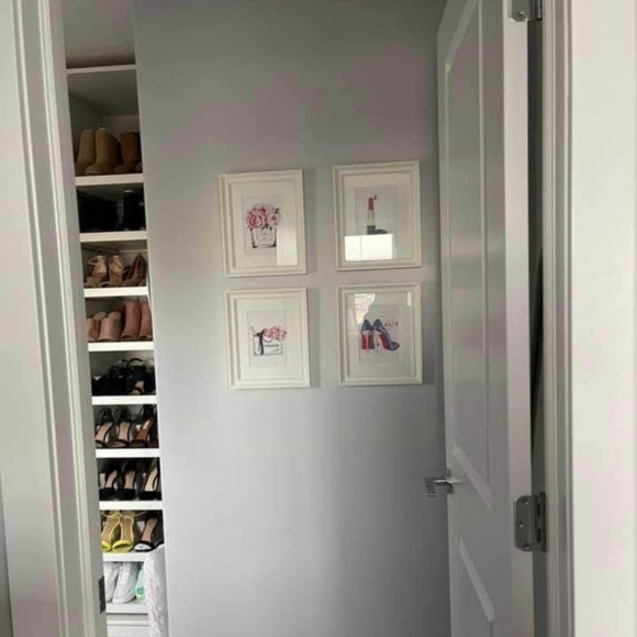 Set of 4 white/ivory framed canvas bedroom/closet prints pictures - Picture 2 of 3